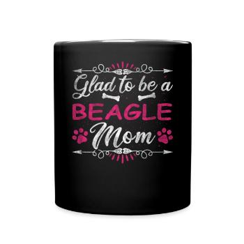Dog Mom Glad To Be A Beagle Mom - Full Colour Mug - black - Front