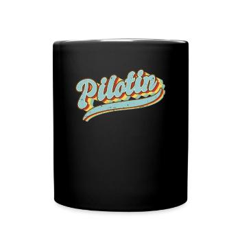 Flugzeug Vintage Pilotin - Tasse einfarbig - Schwarz - Vorne