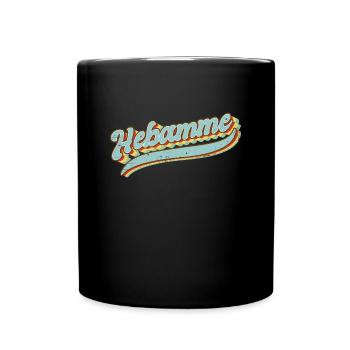 Geburtshelferin Vintage Hebamme - Tasse einfarbig - Schwarz - Vorne