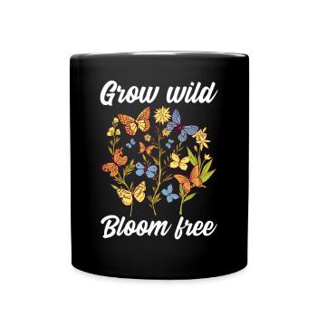 Grow wild bloom free - Tasse einfarbig - Schwarz - Vorne