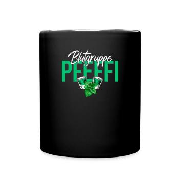 Blutgruppe Pfeffi - Pfefferminz Shots - Tasse einfarbig - Schwarz - Vorne