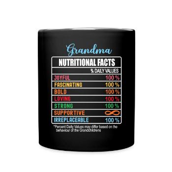 Grand-mère Faits nutritionnels Fête des grands-parents drôle - Mug uni - noir - Devant