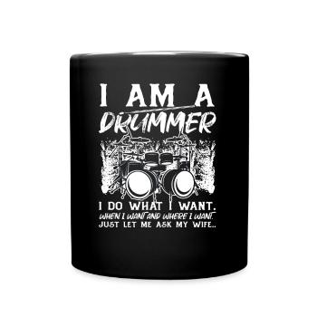 Drôle de batteur Batteur Musicien Joueur de tambour - Mug uni - noir - Devant