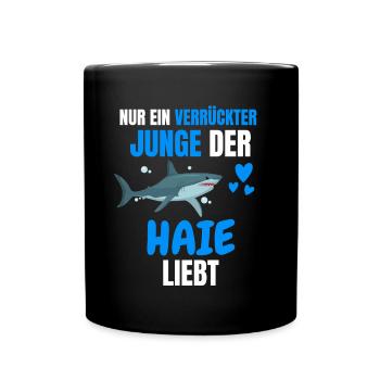 Ozean Tier Jungs Raubtier Lustiges Geschenk Hai - Tasse einfarbig - Schwarz - Vorne