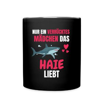 Ozean Tier Mädchen Raubtier Lustiges Geschenk Hai - Tasse einfarbig - Schwarz - Vorne