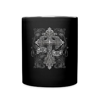 Christliche Mittelalter Designs Gotisches Kreuz - Tasse einfarbig - Schwarz - Vorne