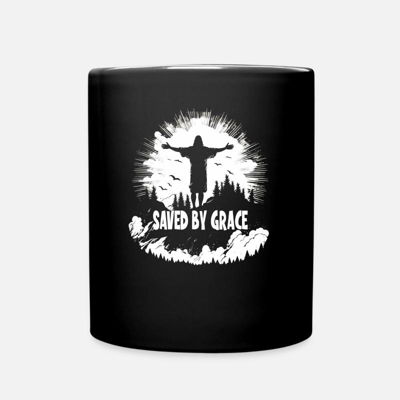Christliche Zitate Designs Saved By Grace - Tasse einfarbig - Schwarz