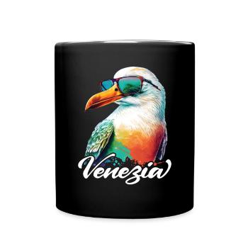 Venezia Italie Holiday mouette colorée avec lunettes de soleil - Mug uni - noir - Devant