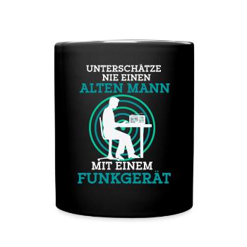 Unterschätze Nie Einen Alten Mann Mit Einem Funkge - Tasse einfarbig - Schwarz - Vorne