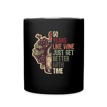 50th Birthday Wine Lovers Gift Idea - Full Colour Mug - black - Front