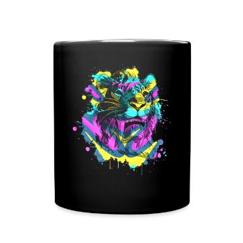 Säbelzahntiger - Tasse einfarbig - Schwarz - Vorne