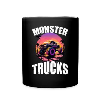 Monster Trucks für Männer und Jungen - Tasse einfarbig - Schwarz - Vorne