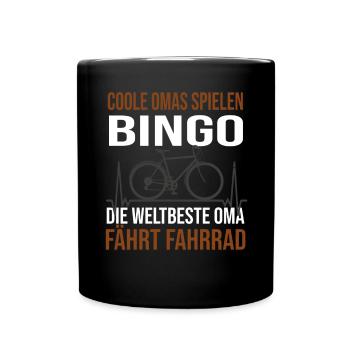 Die weltbeste Oma fährt Fahrrad. - Tasse einfarbig - Schwarz - Vorne