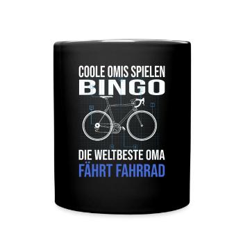 Die weltbeste Oma fährt Fahrrad. - Tasse einfarbig - Schwarz - Vorne