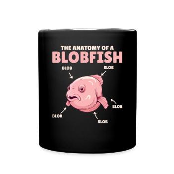 Blobfish Explanation Anatomy of an Blobfish - Full Colour Mug - black - Front