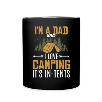Camping Papa Witz Vatertag - Tasse einfarbig - Schwarz - Vorne