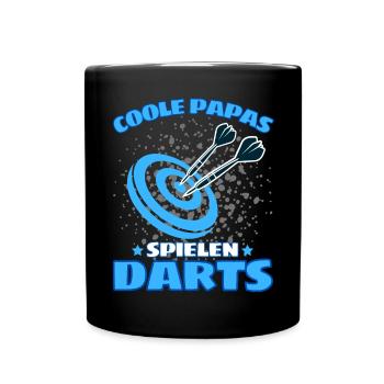 COOLE PAPAS SPIELEN DARTS! Dart Dartspieler Papa - Tasse einfarbig - Schwarz - Vorne