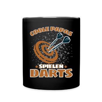 COOLE PAPAS SPIELEN DARTS! Dart Dartspieler Papa - Tasse einfarbig - Schwarz - Vorne