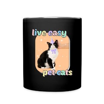 Cat Memes - Live Easy Pet Cats - Full Colour Mug - black - Front