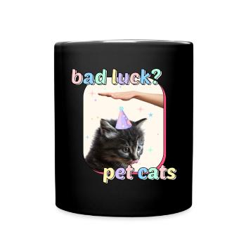 Cat Memes - Bad Luck Pet Cats - Full Colour Mug - black - Front
