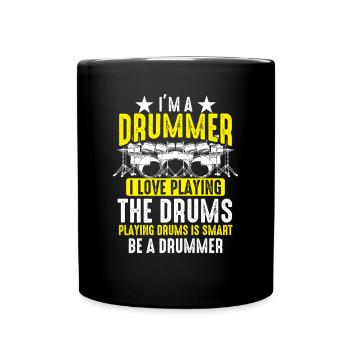 Je suis batteur J’adore jouer de la batterie - Batteur - Mug uni - noir - Devant