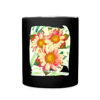 Blumen Blume - Tasse einfarbig - Schwarz - Vorne