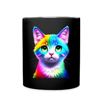 Chat arc-en-ciel - Mug uni - noir - Devant