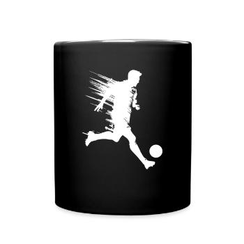 Fußball Fußballer Silhouette - Tasse einfarbig - Schwarz - Vorne