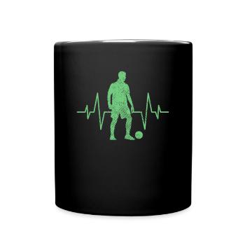 Fußball Herzschlag - Tasse einfarbig - Schwarz - Vorne