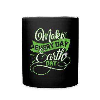 Earth Day Environmentally Friendly Earth Planet Saving - Full Colour Mug - black - Front