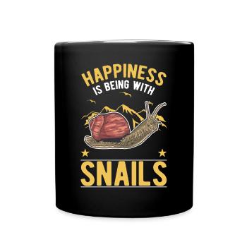 Happiness is being with Snails Schnecke - Tasse einfarbig - Schwarz - Vorne