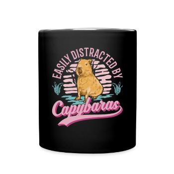 Easily distracted by Capybaras - Tasse einfarbig - Schwarz - Vorne