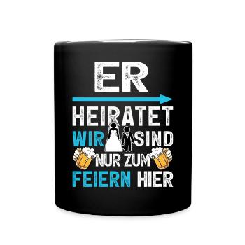 JGA T-Shirt Männer Junggesellenabschied Poltern - Tasse einfarbig - Schwarz - Vorne