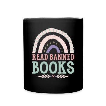 Lesen Sie verbotene Bücher Bücherwurm Buchliebhaber Bibliophile - Tasse einfarbig - Schwarz - Vorne