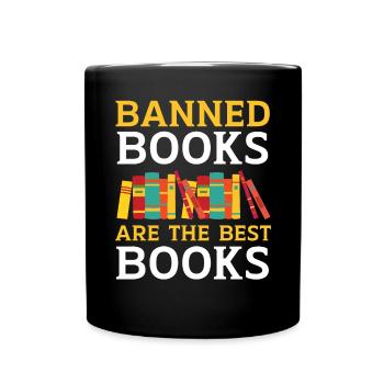 Lesen Sie verbotene Bücher Bücherwurm Buchliebhaber Bibliophile - Tasse einfarbig - Schwarz - Vorne