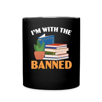 I'm With The Banned Bookworm Book Lover Reading - Full Colour Mug - black - Front