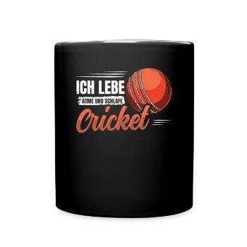 Ich Lebe, Atme Und Schlafe Cricket - Tasse einfarbig - Schwarz - Vorne