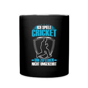 Ich Spiele Cricket, Um Zu Leben - Tasse einfarbig - Schwarz - Vorne