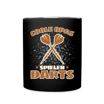 COOLE OPAS SPIELEN DARTS! Dart Dartspieler Opa - Tasse einfarbig - Schwarz - Vorne
