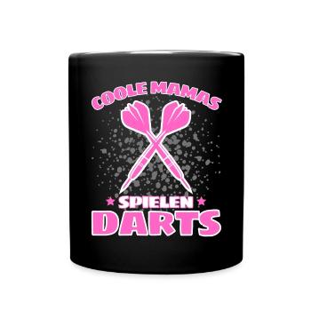COOLE MAMAS SPIELEN DARTS! Dart Dartspieler Mama - Tasse einfarbig - Schwarz - Vorne