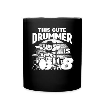 Birthday Drummer Boy - This Cute Drummer Is 8 Year - Tasse einfarbig - Schwarz - Vorne