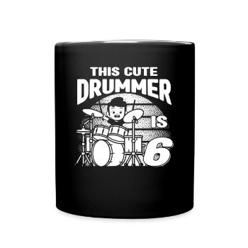 Birthday Drummer Boy - This Cute Drummer Is 6 Year - Tasse einfarbig - Schwarz - Vorne