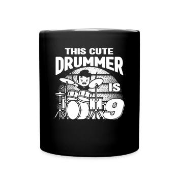 Birthday Drummer Boy - This Cute Drummer Is 9 Year - Tasse einfarbig - Schwarz - Vorne