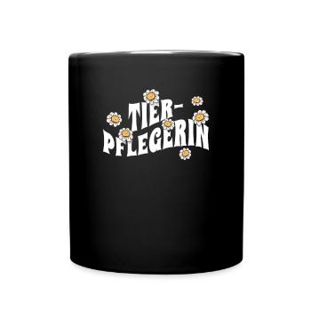 Tierwirt niedliche Blumen Tierpflegerin - Tasse einfarbig - Schwarz - Vorne