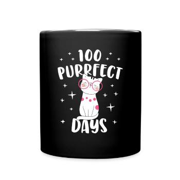 100 Purrfect Days Cat Happy 100th Day Of School Co - Full Colour Mug - black - Front