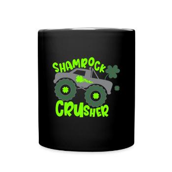 Kids Saint Patricks Day for Monster Truck Shamroc - Full Colour Mug - black - Front