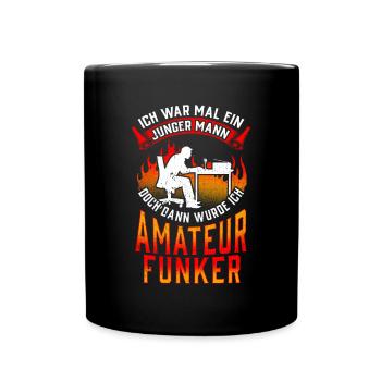 Amateurfunker war mal jung Hobbyfunker - Tasse einfarbig - Schwarz - Vorne