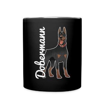 Dobermann Hund Dobermann - Tasse einfarbig - Schwarz - Vorne