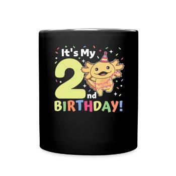 Axolotl pour les enfants de 2ème anniversaire deux ans - Mug uni - noir - Devant