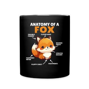süßer Fuchs Erklärung Anatomy of a Fox - Tasse einfarbig - Schwarz - Vorne